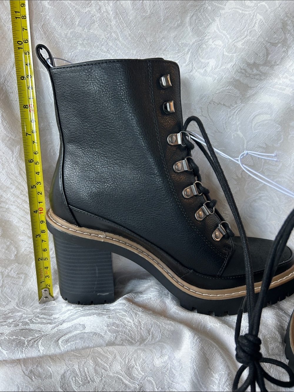 a new day Black Lace-Up Chunky Heel Ankle Boots